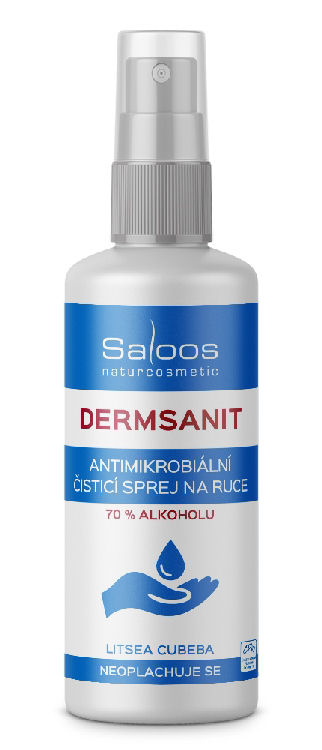 Přírodní bezoplachový sprej na ruce DERMSANIT 50 ml.