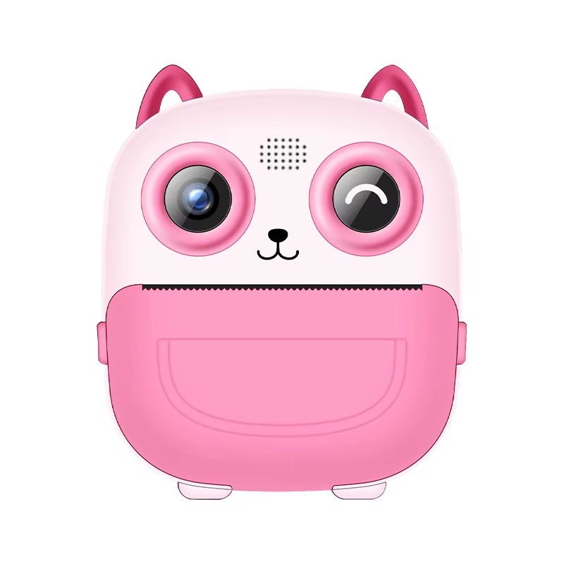 Dětský digitální fotoaparát s termotiskárnou - instantní foto pro děti, dual lens - růžový.