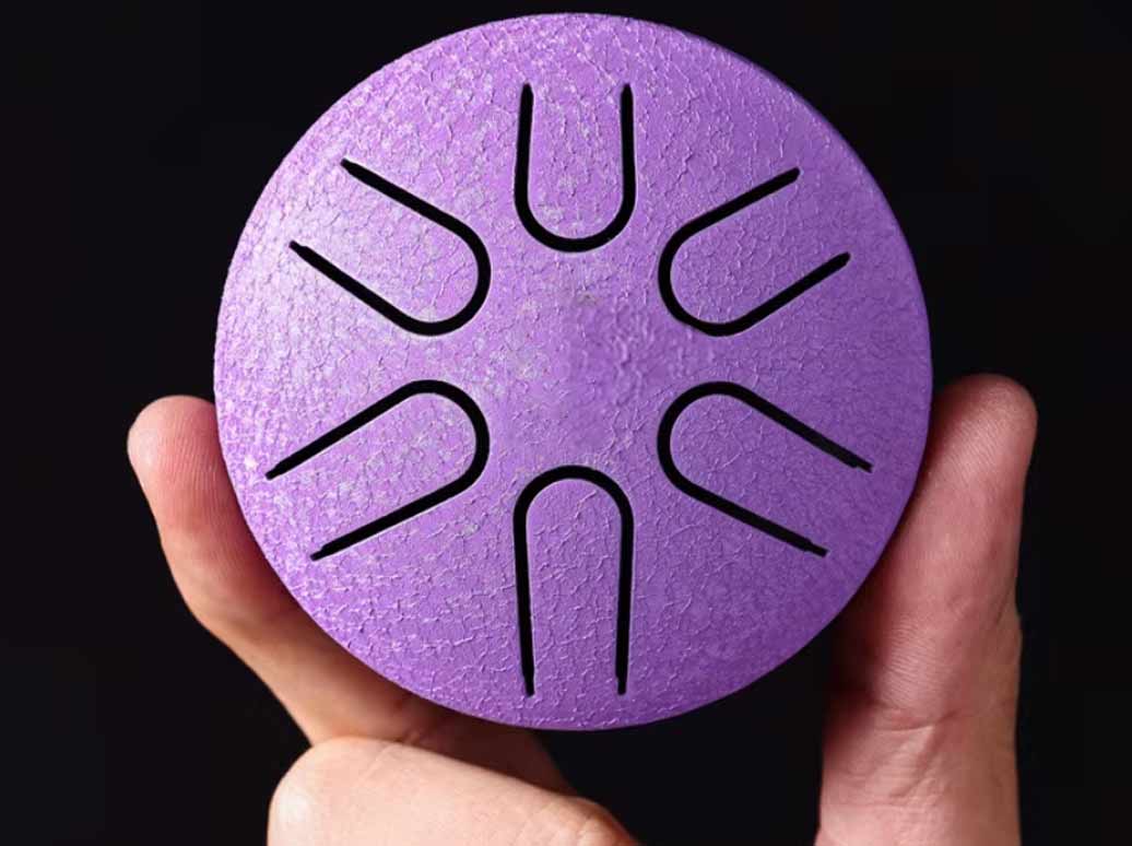 Tongue drum - 3' (9,5cm), 6 tónů - fialový s příslušenstvím