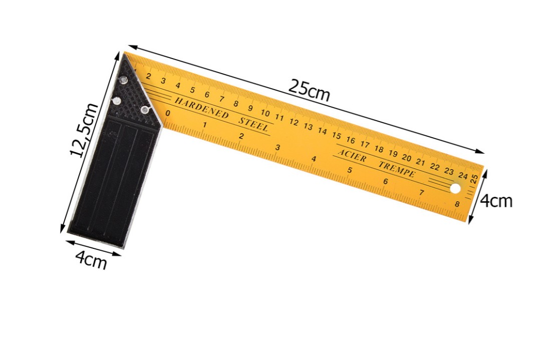 Úhelník z konstrukční oceli se stupnicí – přesné měření a značení