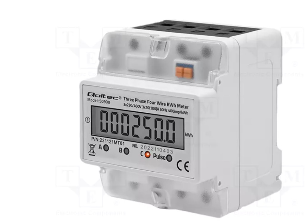 Elektroměr QOLTEC – 3fázový, digitální.