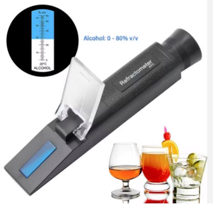 Přenosný refraktometr s ATC – měření obsahu alkoholu 0–80%...