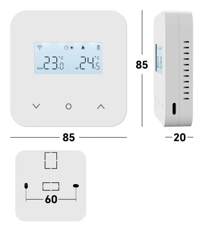 Termostat programovatelný týdenní HT015-NC 3A s bateriovým napájením a bezpotenciálovým kontaktem