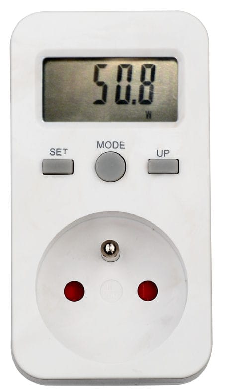 Elektroměr zásuvkový měřič spotřeby s pamětí PM5 - digitální wattmetr do zásuvky zálohování